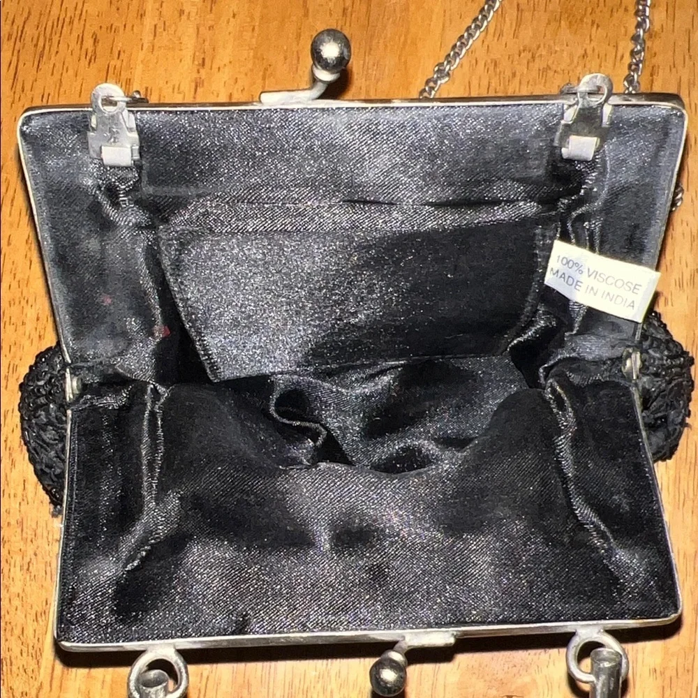 Elegant Vintage  Black Beaded Handbag